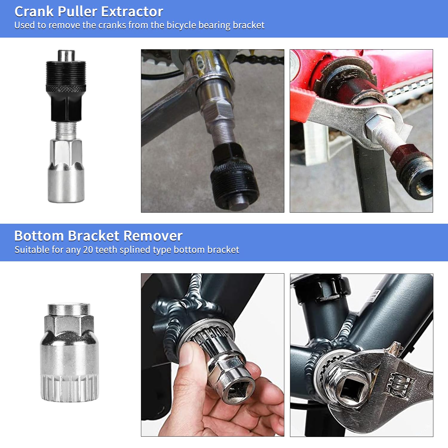 Oumers Extracteur de Manivelle de VéLo + Extracteur de PéDalier +Clé