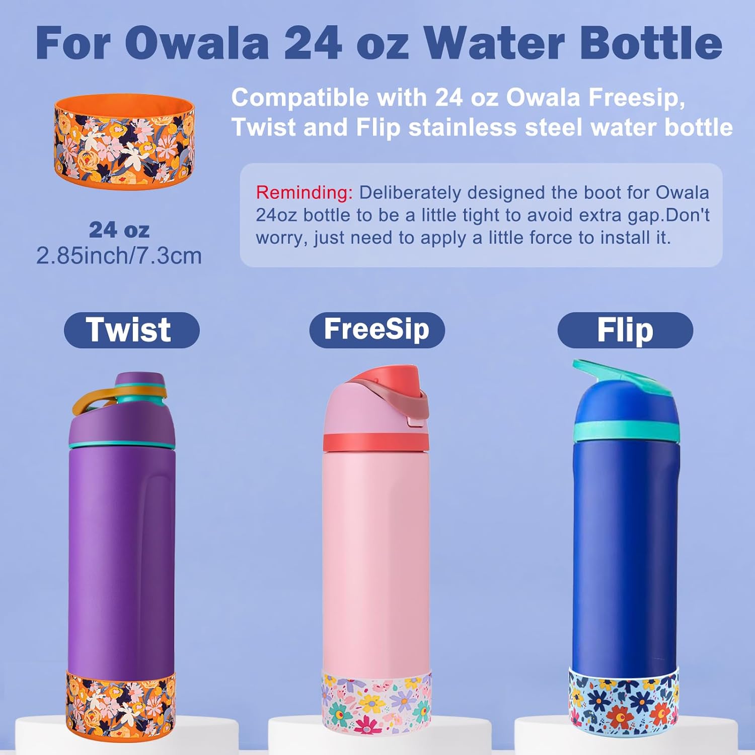 HEYSKAY 2PCS Silicone Boot for Owala Flask Water Bottle Anti-Slip Protective Sleeve for Owala Twist,FreeSip and Flip Stainless Steel Water Bottle BPA-Free Boot Bottom Base - Image 2
