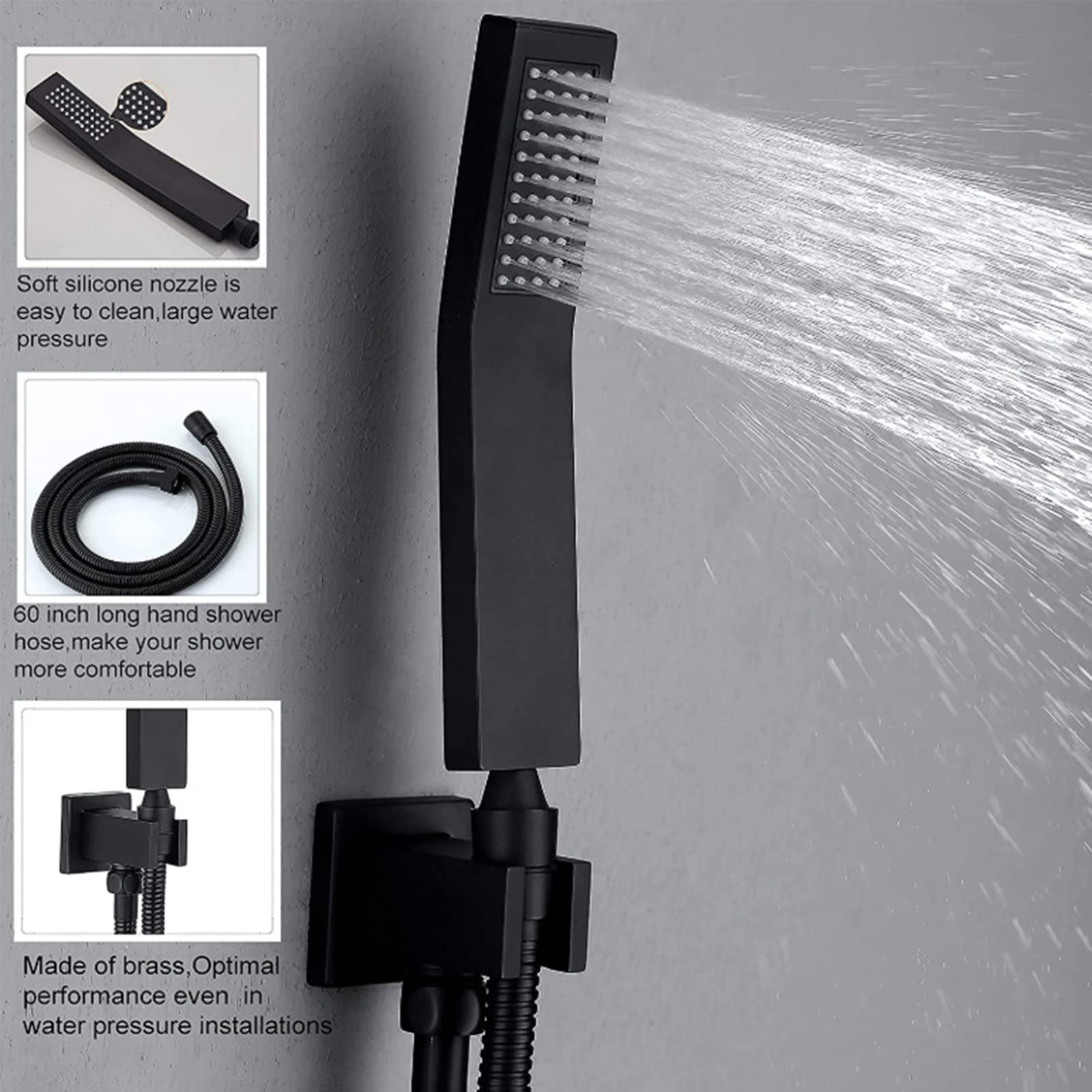 Sistema de ducha de lluvia de 10 pulgadas, ultra delgado, cabezal de ducha de doble función, mezclador montado en la pared, control de temperatura, experiencia de spa de lujo para máxima comodidad