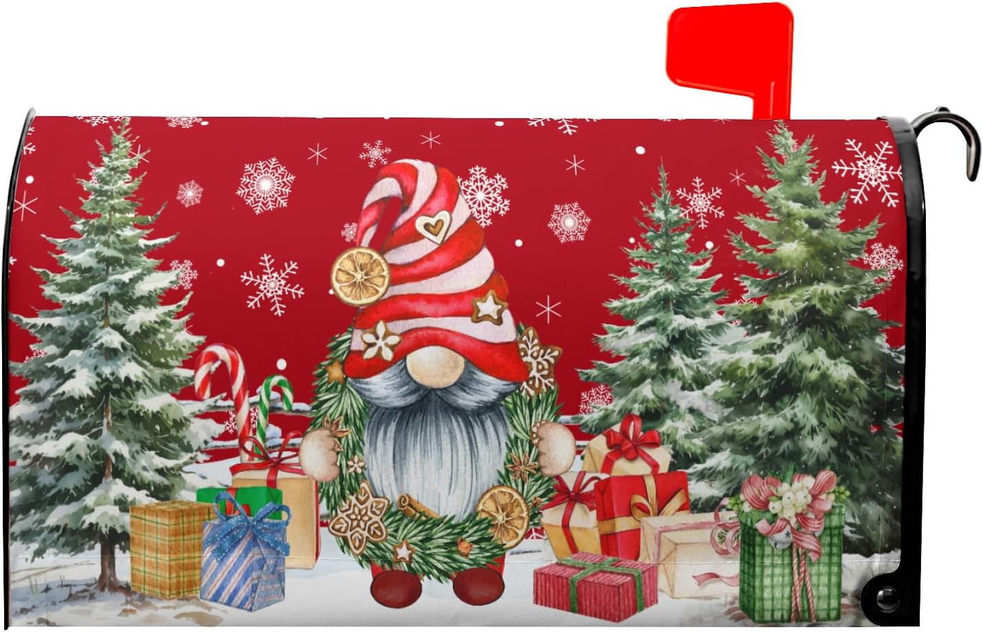 Harooni Christmas Winter Gnomes Mailbox Covers Standard Size 18"" X 21"" Xmas Trees Mailbox Cover Wraps Merry Christmas Mailbox Cover Magnetic Letter Post Box Cover for Home Garden Yard Decor