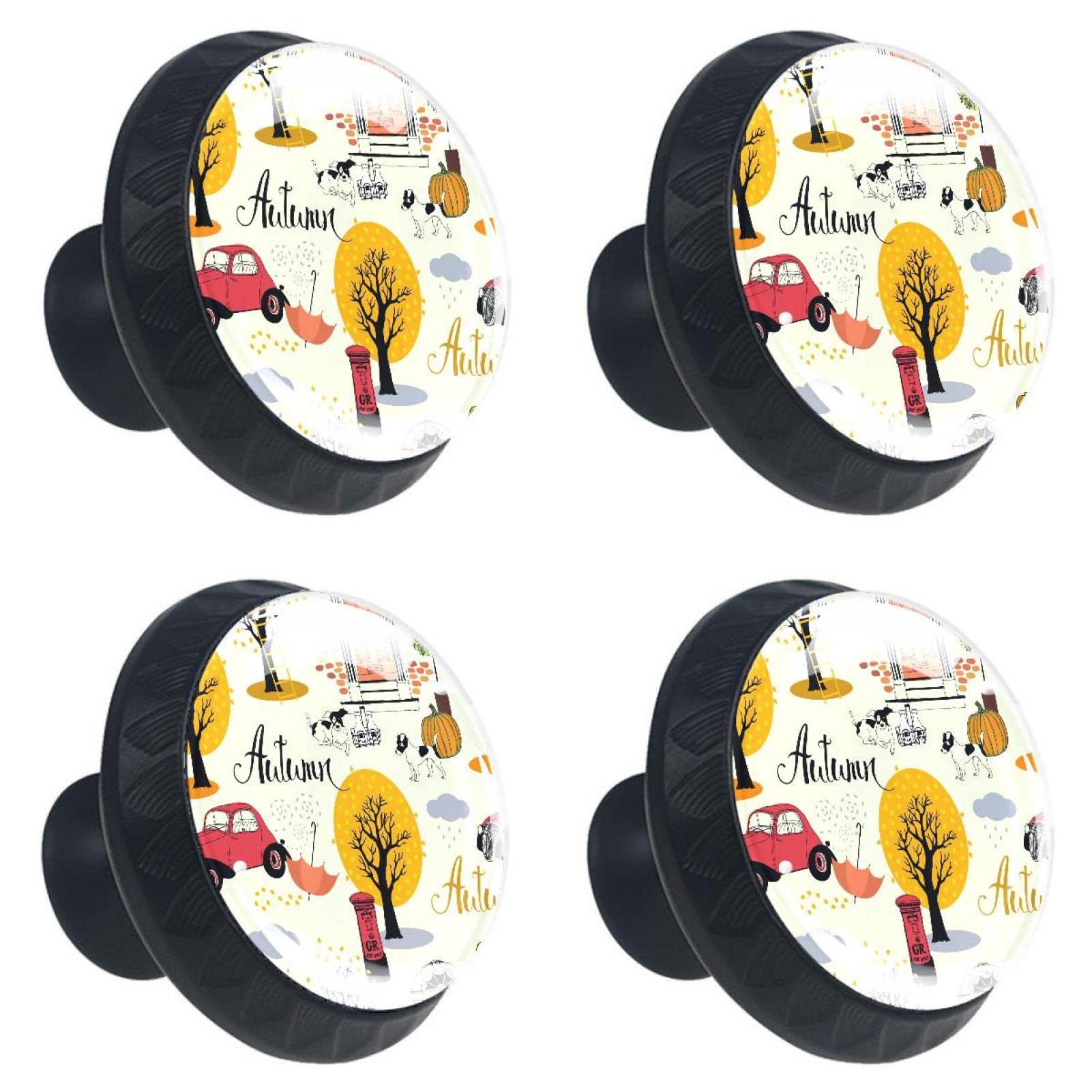 Poignées de tiroir de cuisine multicolores et boutons de meuble design automnale