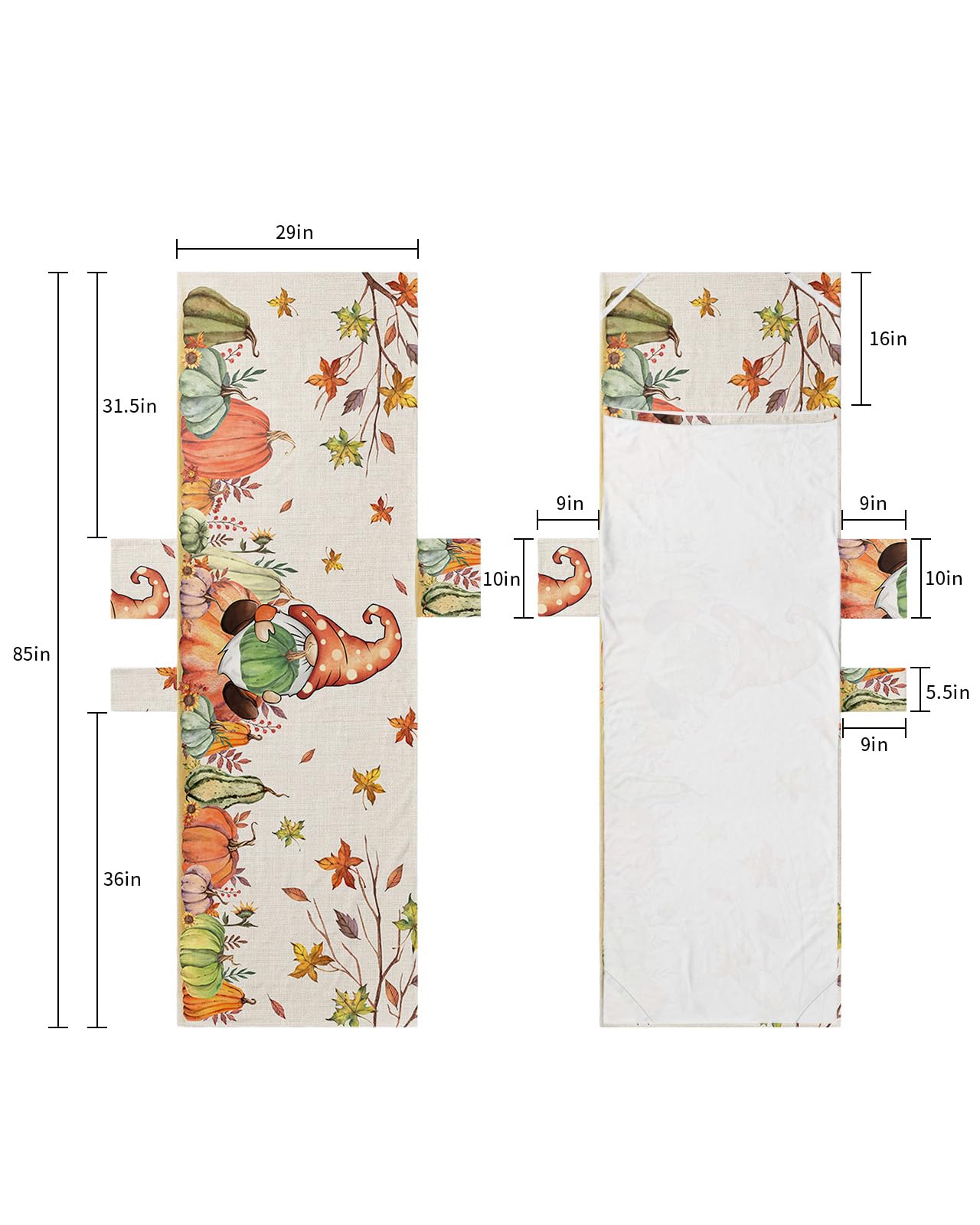 Harvest Festival, Beach Lounge Chair Towel Cover, Soft Chaise Lounge Towel with Side Pockets Patio Pool Chairs Cover for Beach/Pool Sunbathing 29x85 Thanksgiving Fall Boho Gnomes Pumpkin Leaves