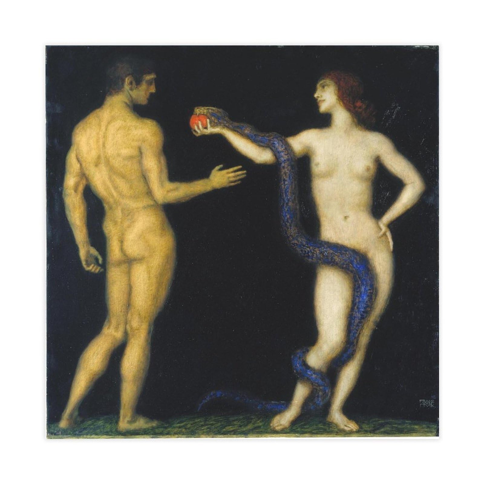 WCYB Adam And Eve by Franz Von Stuck Posters Prints Canvas Deco Paintings Wall Art Unframe 16" L X 16" W