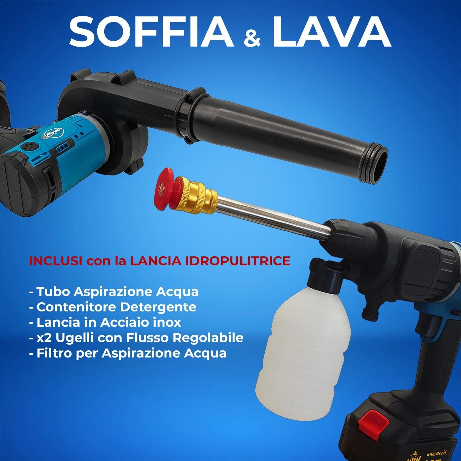 MAKA Avvitatore Trapano 8 in 1 Multifunzione a Batteria 68V Kit Professionale Idropulitrice Motosega Seghetto Smerigliatrice Soffiatore Valigetta Rigida