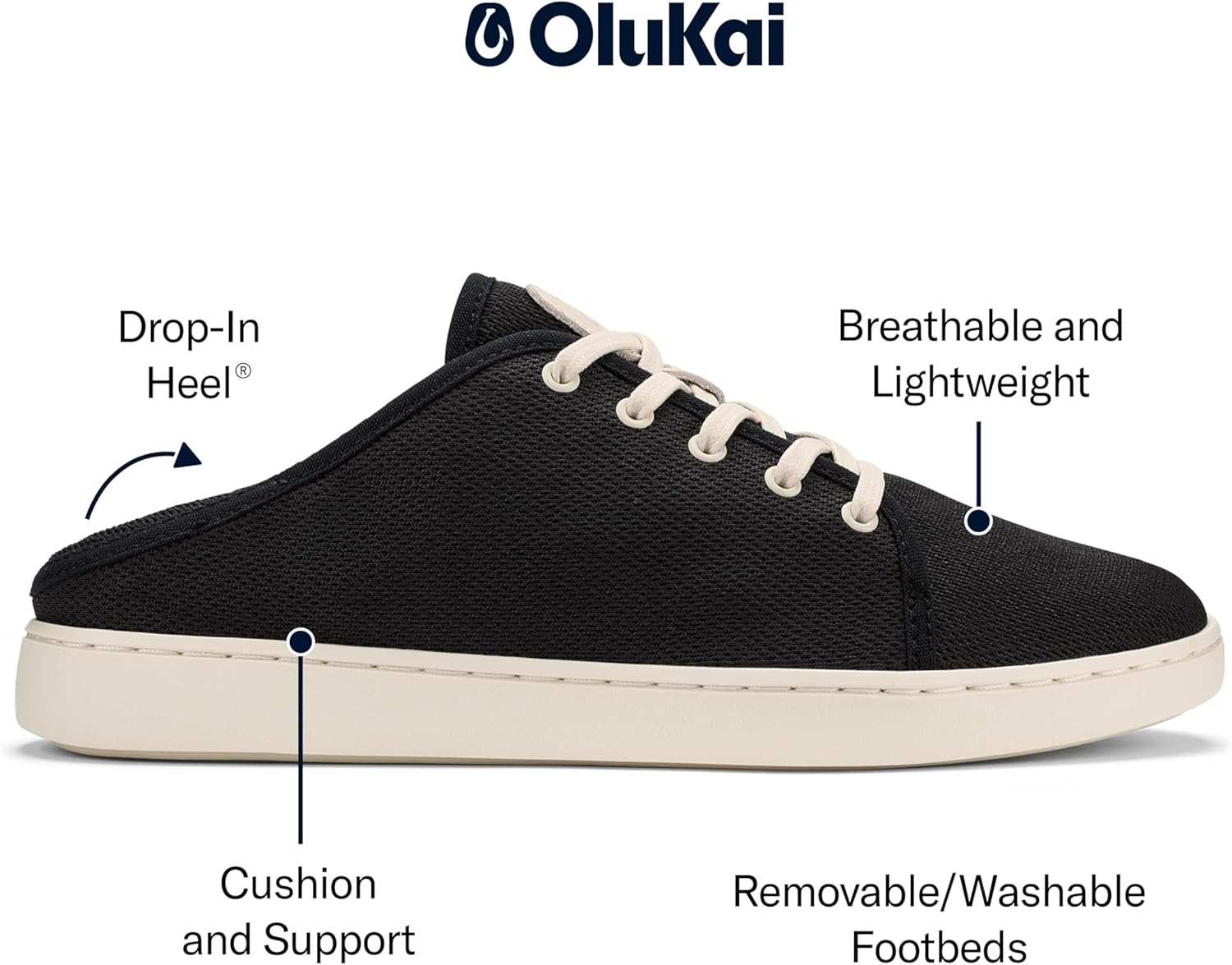 OLUKAI Pehuea Li Women's Lace-Up Sneakers, Casual Everyday Shoes with Drop-in Heel, Lightweight & Breathable Mesh Design, All-Day Comfort & Support - Image 3