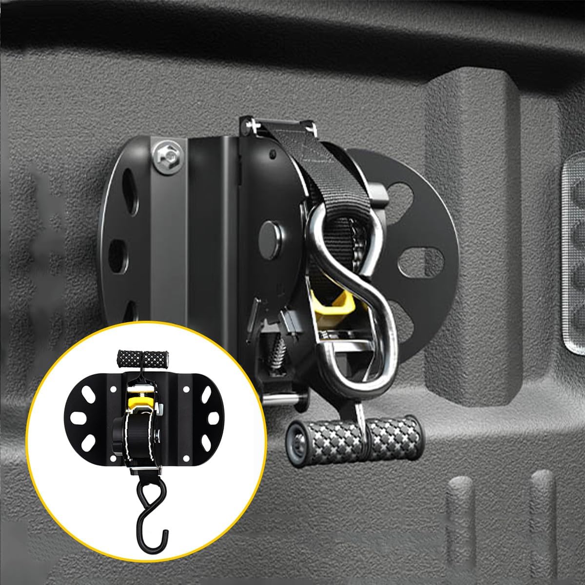 Heavy-Duty Adjustable Retractable Ratchet Straps Compatible with 2004-2024 F150, 2PCS Self Retracting Straps, No Drill Installation