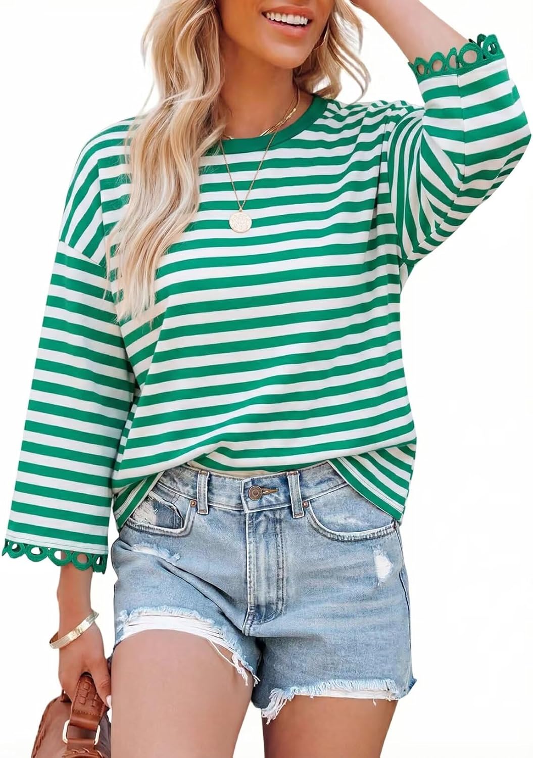 Dokotoo Sweatshirt for Women Long Sleeve Striped Oversized Sweatshirts Casual Crewneck Pullover Top 2026 Summer Outfits