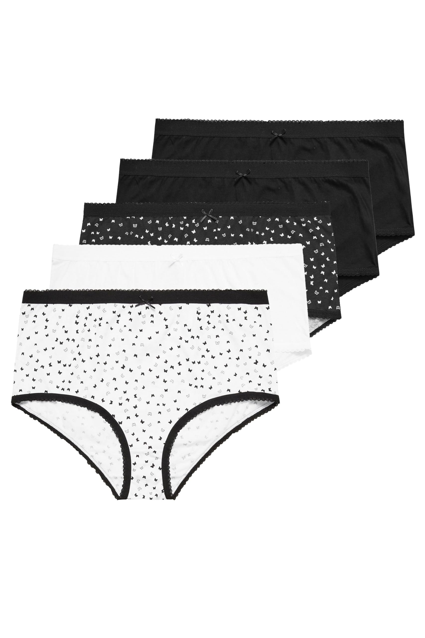 Yourset 5 Pack Curve & White Butterfly Design High Waisted Full Briefs - Women's - Plus Size Curve