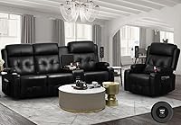Vista 29 de Sofá Reclinable, Juego de Sofá Reclinable con Masaje de 3 Plazas de Gran Capacidad, Sofá de Dos Plazas para RV con Consola, USB, Puerto Tipo C