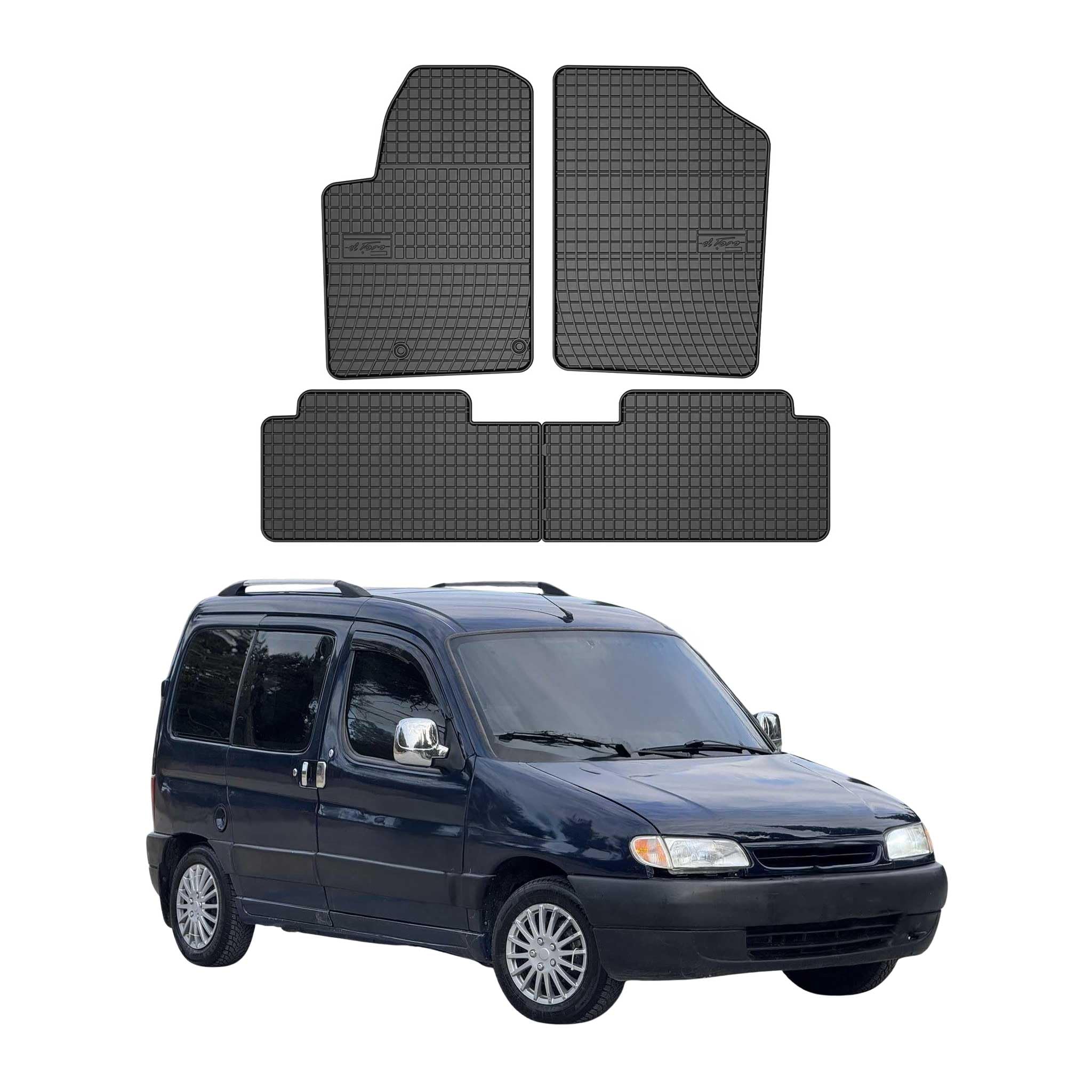 OMAC Alfombrillas de Goma Compatibles con Citroen Berlingo 1996-2010 Alfombrillas de Coche Goma Negro 4X