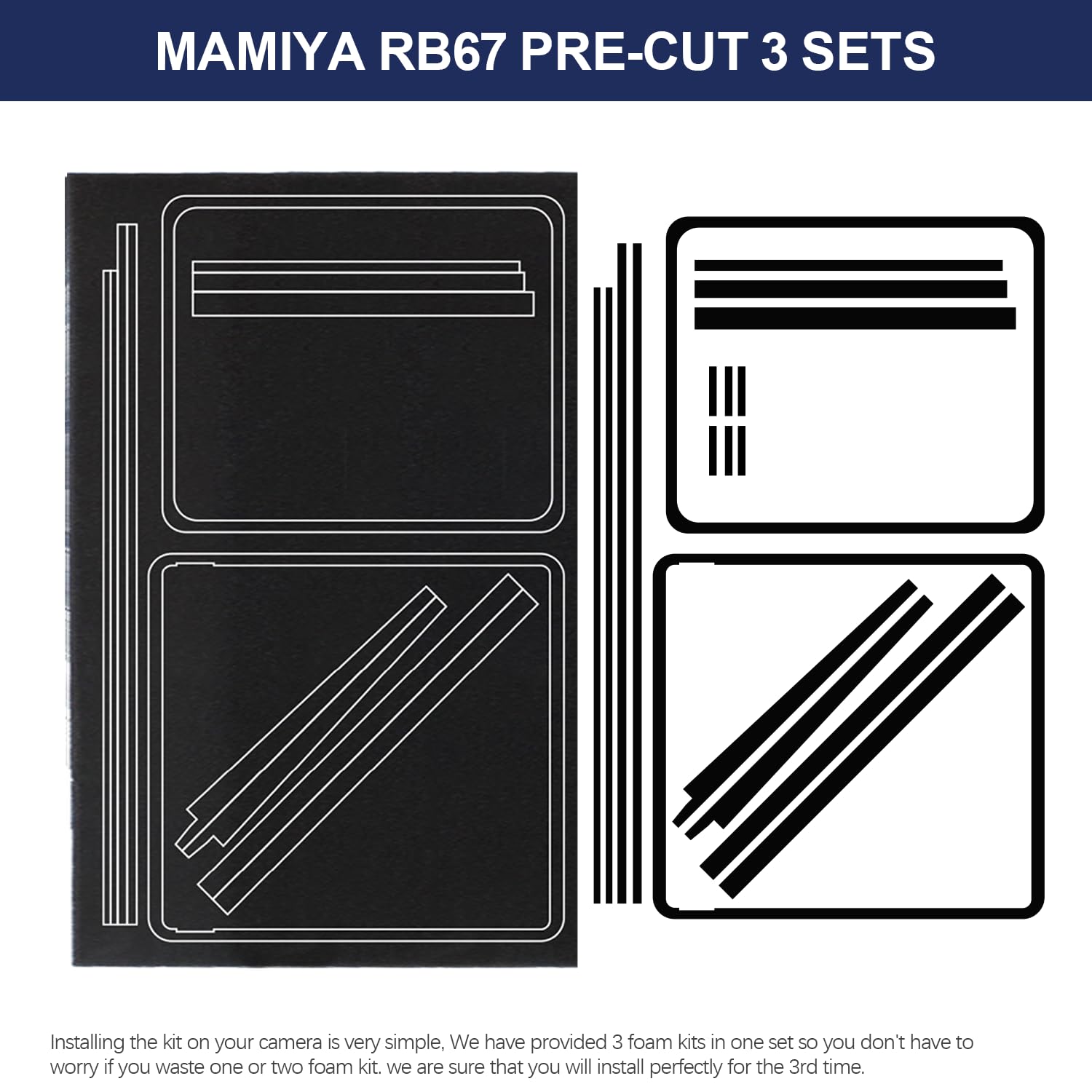 eTone Wstępnie wycięta gąbka z pianki uszczelniającej do Mamiya RB67/RB67 Pro/RB67 Pro S