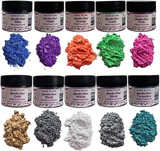Edible Sparkle Luster Dust Set (10 colors) for cake, fondant, gum paste ...