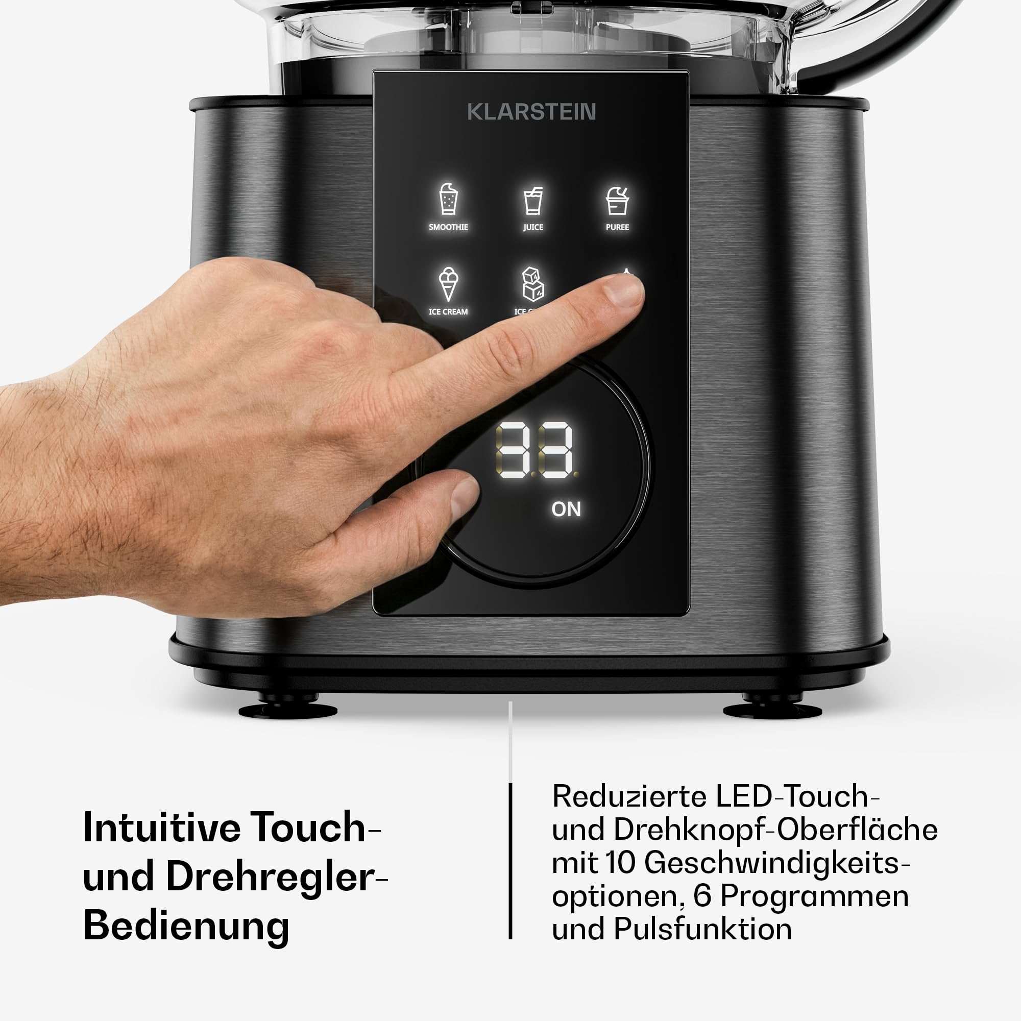 Klarstein Verosteel Küchenmaschine mit Mixer – 1200 W Multifunktions-Küchenmaschine, 2-Liter-Schüssel, 1,75-Liter-Mixer, 10 Geschwindigkeiten, 6 Programme, Entsafter & Fleischwolf