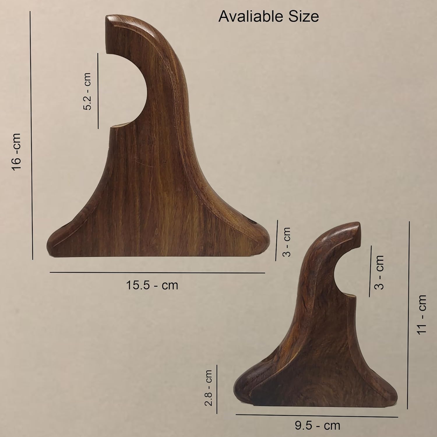 Wooden Drapery Curtain Rod Support Bracket, Up to 2 Inch Rod for 1 Window OR Door | Set of 2 | Galaxy Indiacraft (Natural Rosewood, Upto 2 Inch Drapery Rod)