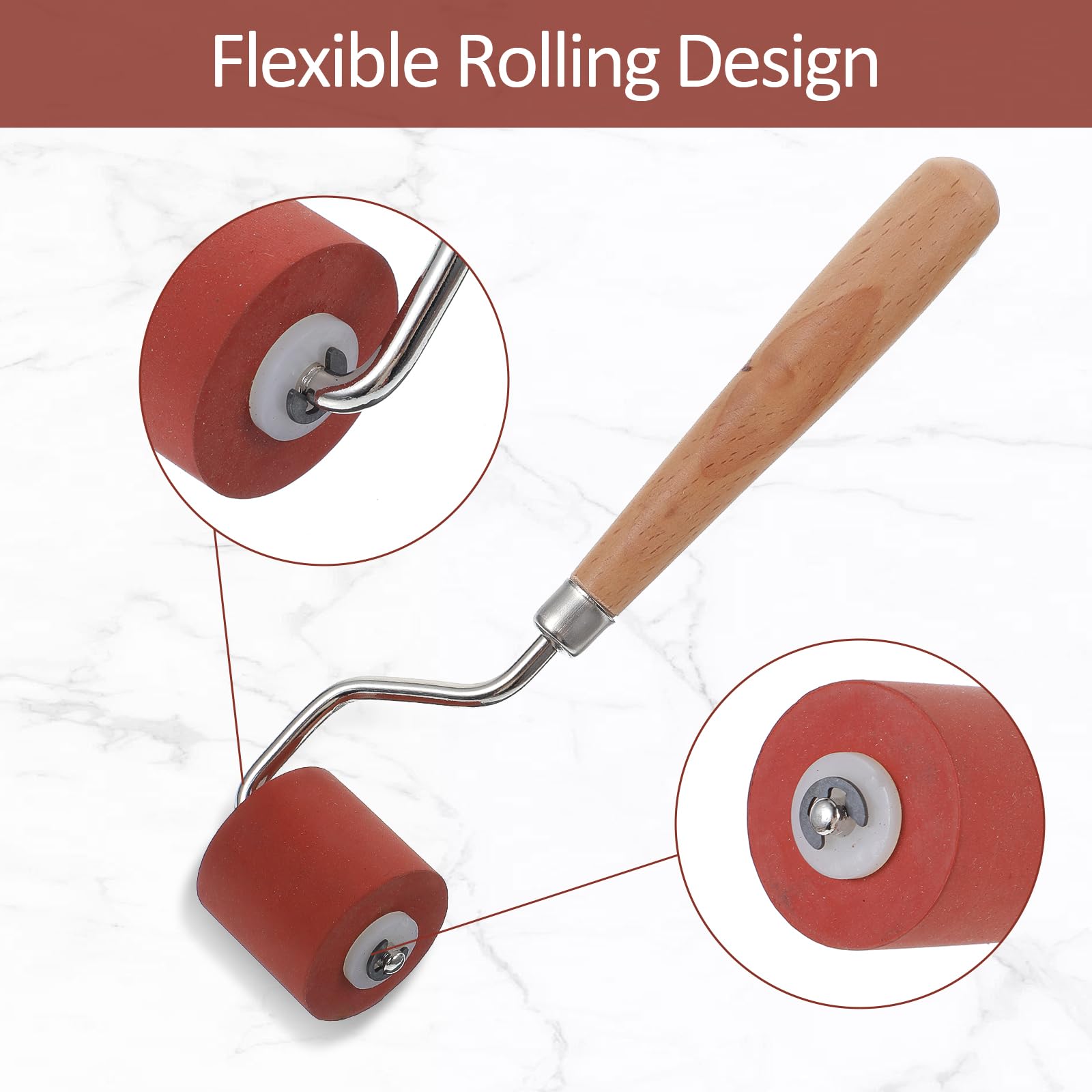 3pcs Rubber Brayer Rollers,Brayer Ink Roller with Comfort Grip,Brayer Rollers for Crafting,Printing,Printmaking - Image 3