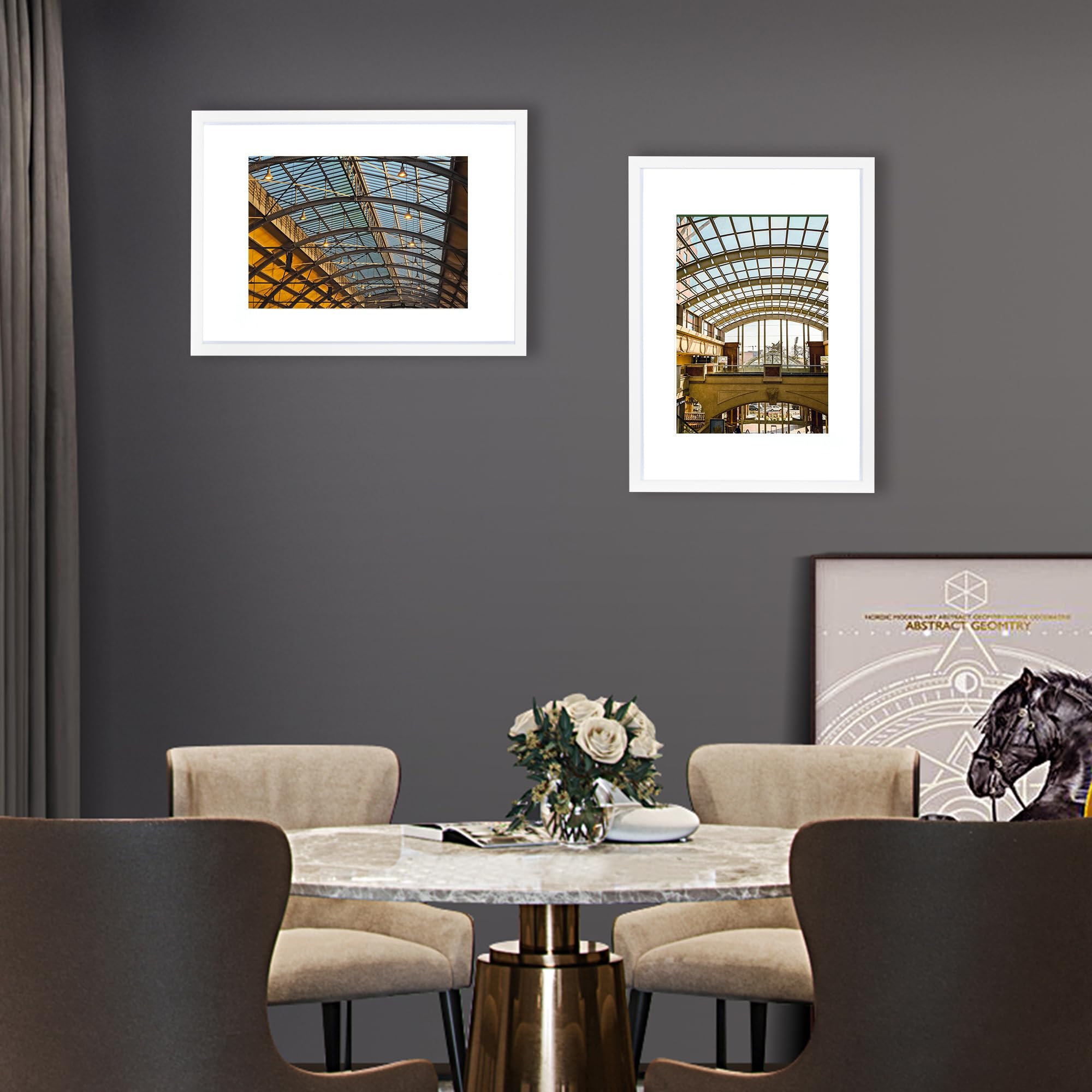 KAIWIN Cornice portafoto bianca, 12 x 16 / 30 x 40 cm, set di 3 – 21 x 30 cm (A4) con passepartout, cornice portafoto con vetro acrilico da appendere, per foto, poster, puzzle, cornice per poster