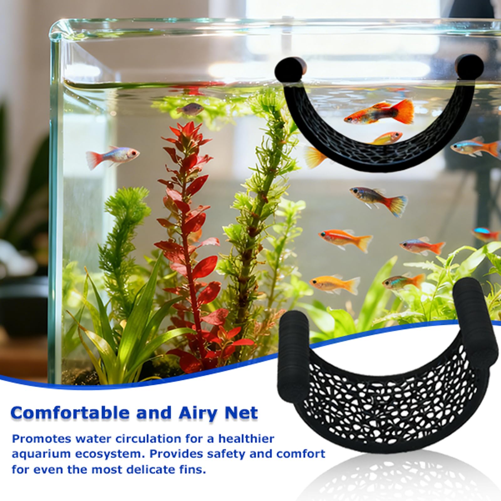 Hamac Flottant pour Poisson Combattant - Cachette Naturelle sans Ventouse, Design en Filet pour Repos des Petits Poissons