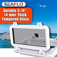 Vista 4 de SEAFLO Ventana rectangular para ojo de buey con plástico ABS y vidrio tintado, 16 x 8 pulgadas (blanco)