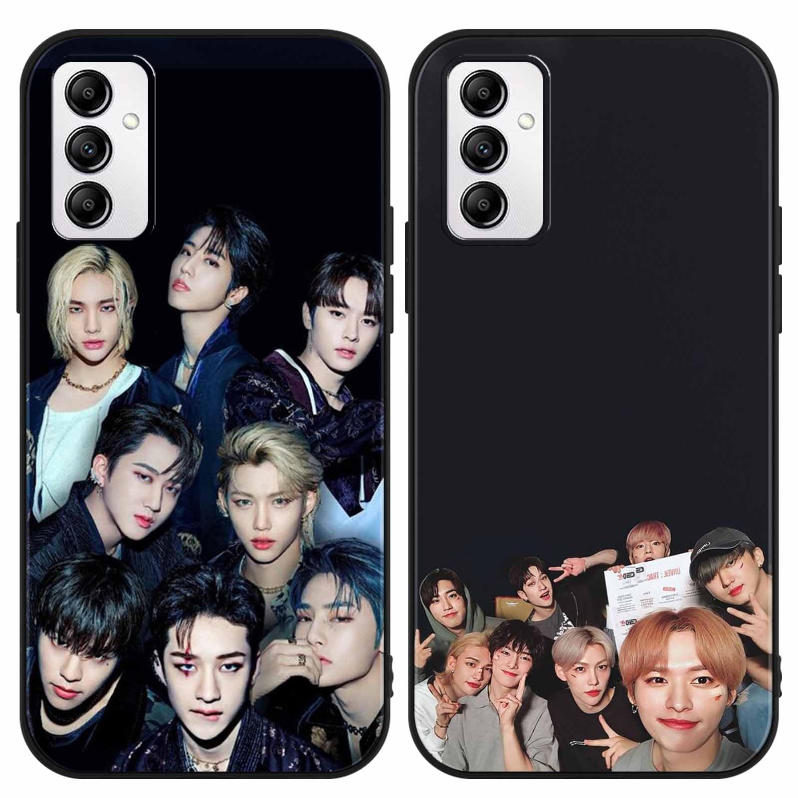 nurkorki 2 Pezzi Nero Cover per iPhone 13 iPhone 14 6,1,Custodia con Kpop Stray Kids Skzoo Aesthetic Design per Donne Skz Fans,Morbido TPU Cartoon Silicone Antiurto Protettiva Bumper Case,Cartoon