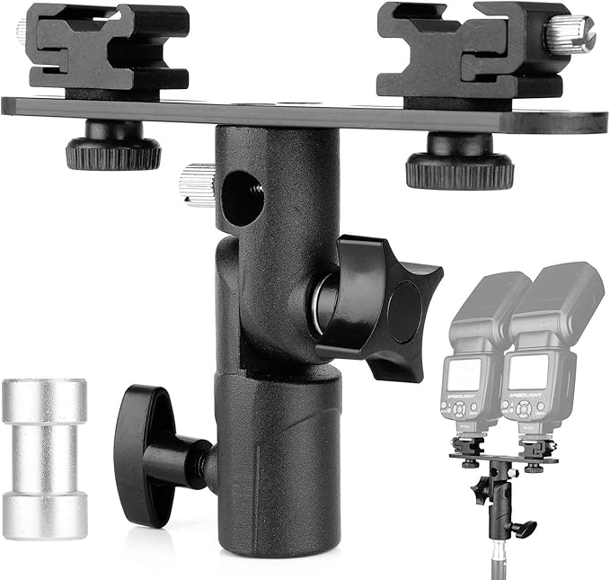 ChromLives Dual Flash Bracket Hot Shoe Speedlight Stand