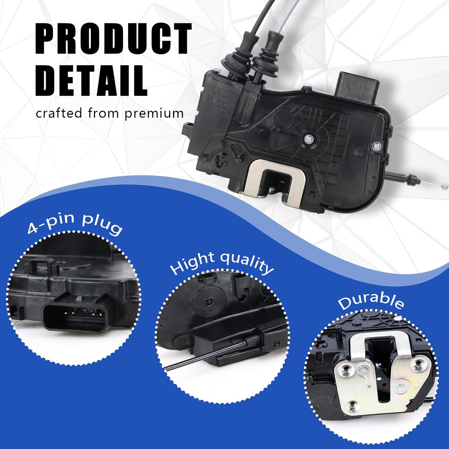 Door Lock Actuator Rear Right Passenger Side Compatible with 2010-2012 Hyundai Santa Fe Door Latch Replacement 81420-0W000 814200W000