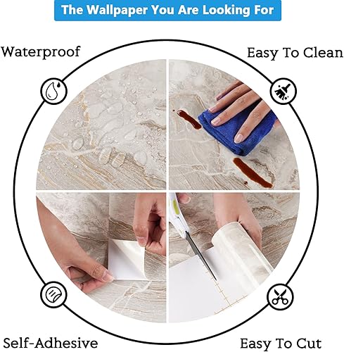 Miniatura 9 de CRE8TIVE Papel adhesivo de mármol gris oscuro dorado de 12 x 80 pulgadas, papel tapiz de mármol pizarra brillante, encimeras de despegar y pegar,