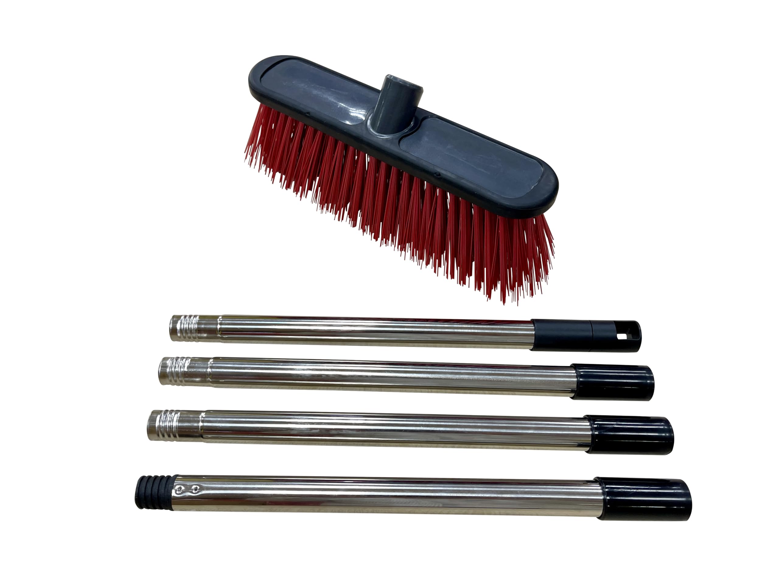 Fit For The Job Scopa resistente per esterni con fibra sintetica e manico in alluminio in 4 parti,