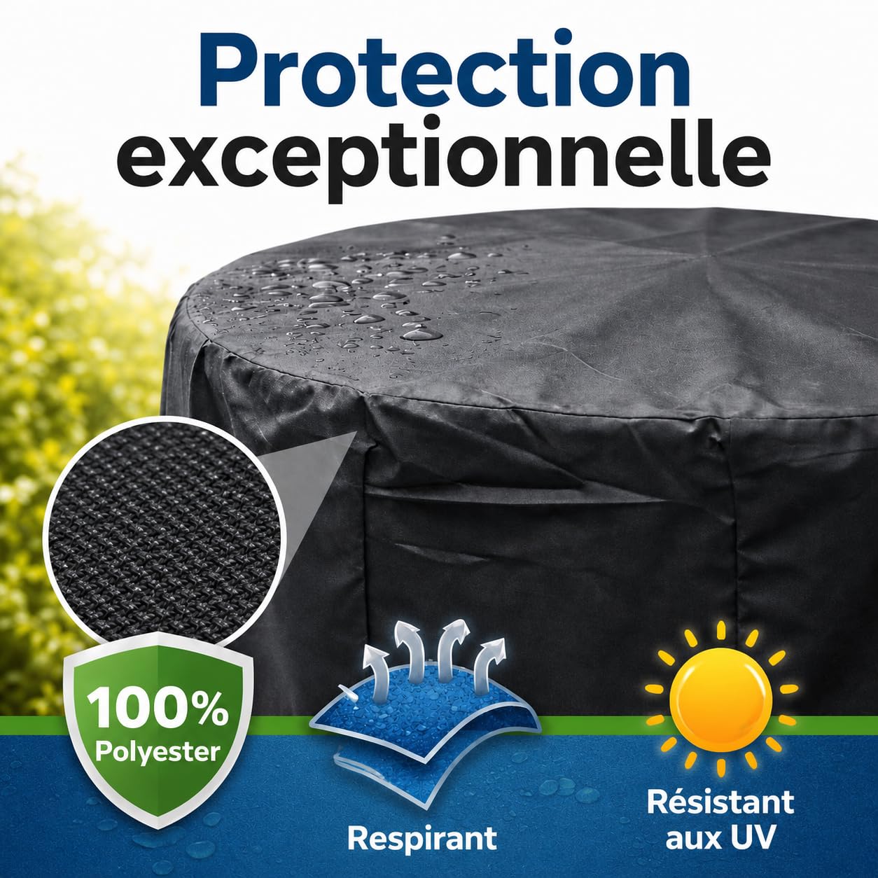 Funda de Barbacoa Redonda de poliéster de Gran tamaño Ø90 × 120 cm – Impermeable, a Prueba de Rayos UV y a Prueba de Polvo, Protege tu Parrilla (58×77cm)