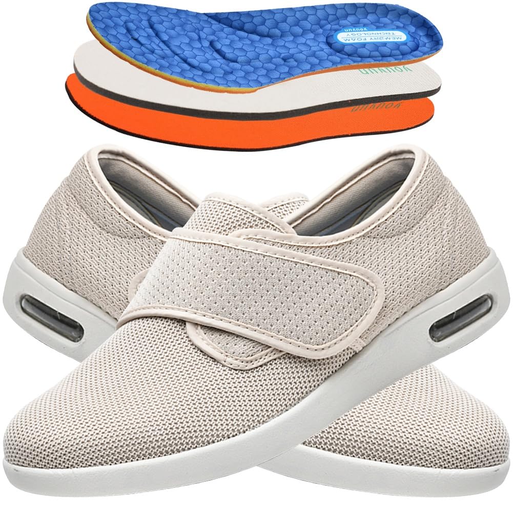 Chaussons OrthopéDique Femme Chaussure Orthopedique Femme Chaussures De Marche Chaussures à Enfiler à Coussin d'air Slip De Coussin d'air De Marche pour Femmes(Beige,43 EU)