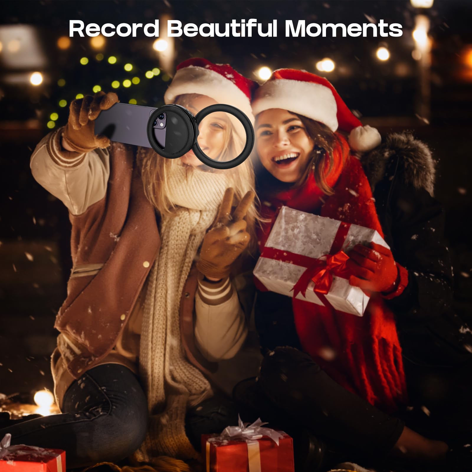 RealPlus Ring Light Telefono[Ruotabile], Regalo Donna Compleanno, Selfie Luce ad Anello Ricaricabile con Clip & 40 LED, Luce per Selfie per Foto, Video, Laptop, TikTok, Stream, Trucco, Instagram -Nero