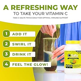 C-Salts Vitamin C Powder Supplement - 100% Pure High Dose Buffered Vitamin C Powder for Immune Support - Organic, Sugar-Free, Vegan, Non-GMO, Stomach-Friendly, Lemon Lime 26oz