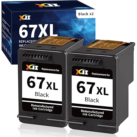 Remanufactured Ink Cartridges for HP Ink 67XL 67 XL (Black, 2 Pack)