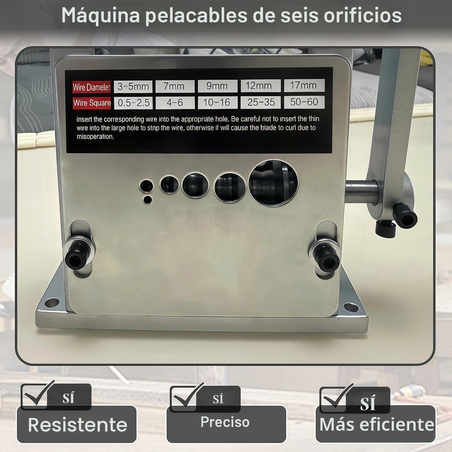 Pelacables, Pela Cables de Electricidad con 6 Canales y 5 Cuchillas, Pelador Maquina Manual, herramienta de pelado automática para 3-17 mm de Diámetro, para Reciclaje Cables Chatarra Cobre