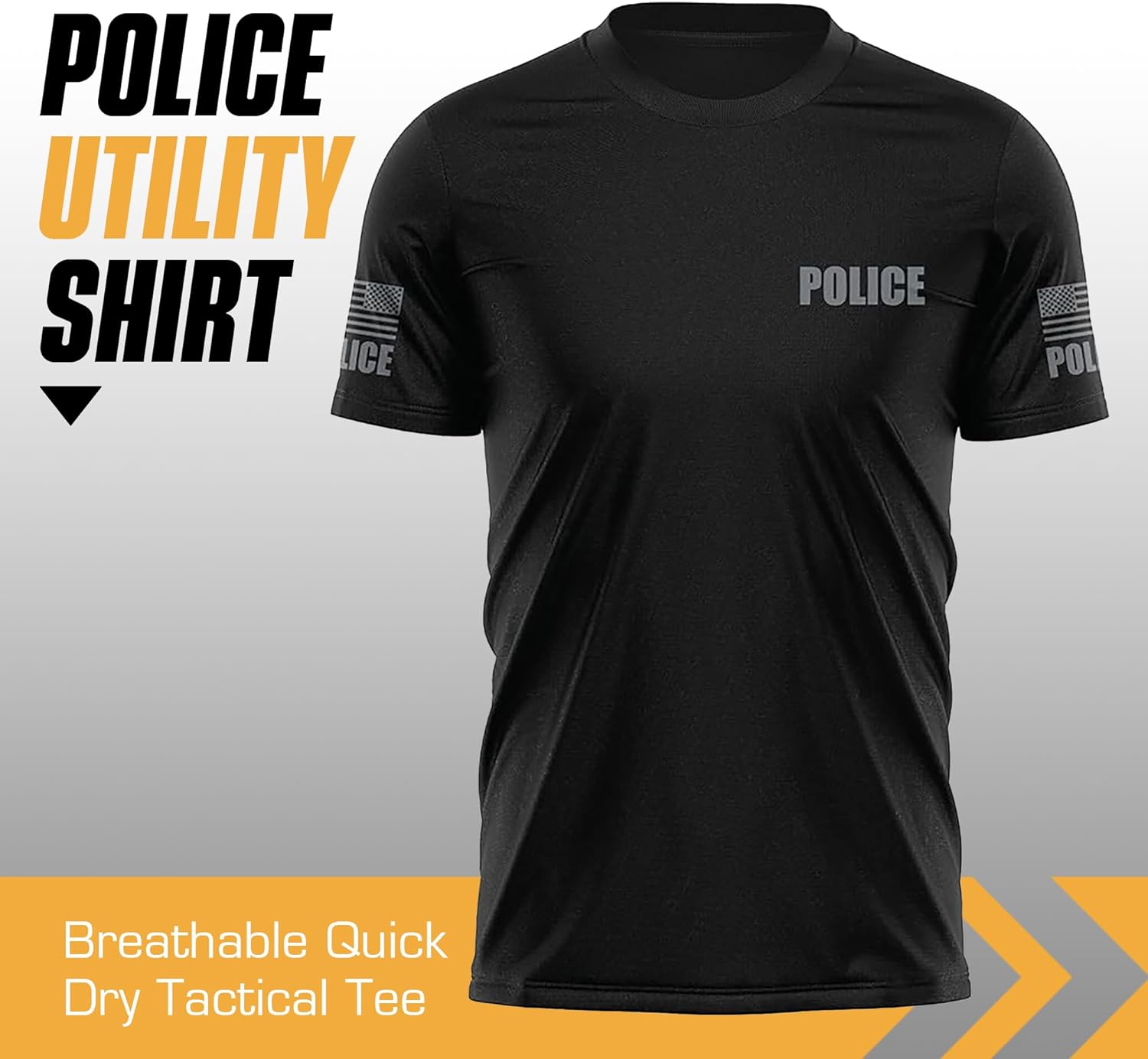 Police Utility Shirt for Men‚ Breathable Quick Dry Tactical Tee, Security Shirt, Lightweight Police Apparel, by 13Fifty