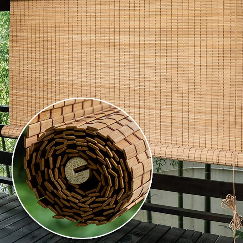 Roleta Bambusowa dla Drzwi/Zewnątrz/Sufitowyścienny, Naturalnego Zasłona Rzymska, Carbonized Rolety Drewniana (Size : W70xH140cm/28x55inch)