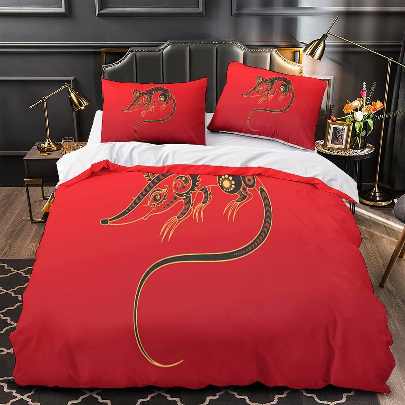 Housse de couette Zodiaque Chinois super douce et hypoallergénique avec fermeture éclair