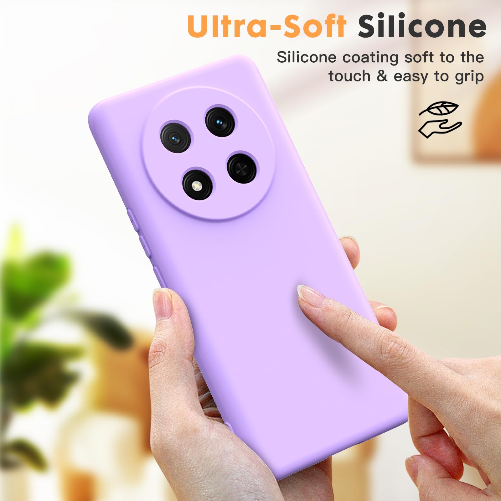 Byvuwiay Cover per Honor Magic7 Lite 5G Case, Morbida Silicone Liquida TPU Protettivo Ultra Slim Antiurto - Viola chiaro