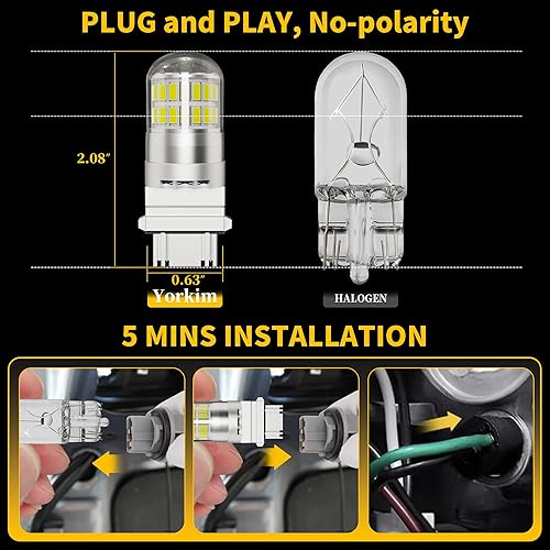 Miniatura 21 de Yorkim Bombilla LED 7440, luces rojas brillantes, bombillas LED T20, 7443 LED, 7441 LED, W21W LED, 7444 bombillas, para luz de marcha atrás/de Rojo