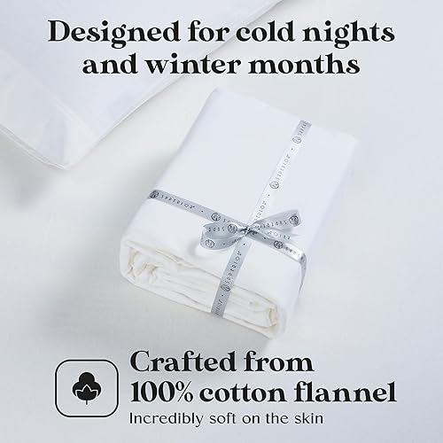 Miniatura 6 de Juego de sábanas de algodón con franela superior, franela, Blanco, King