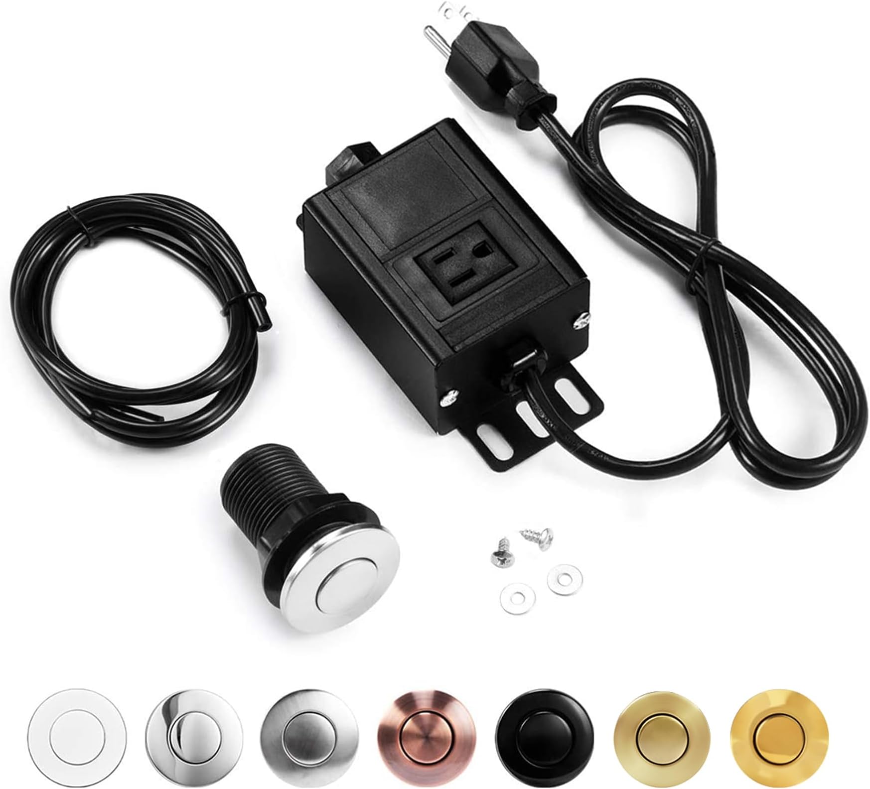 Sink Top Air Switch Kit Garbage Disposal Part by CLEESINK (SHORT/2.5", Polished Stainless Steel)