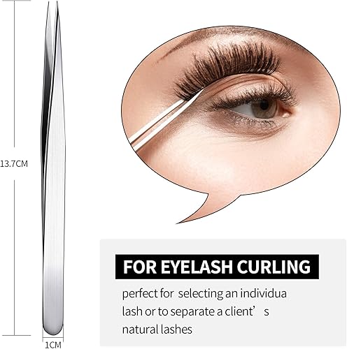 Miniatura 6 de Mudde - 3 pinzas de punta recta y puntiaguda, extensiones de pestañas aislantes, pinzas de pestañas para mujeres, removedor de puntos negros