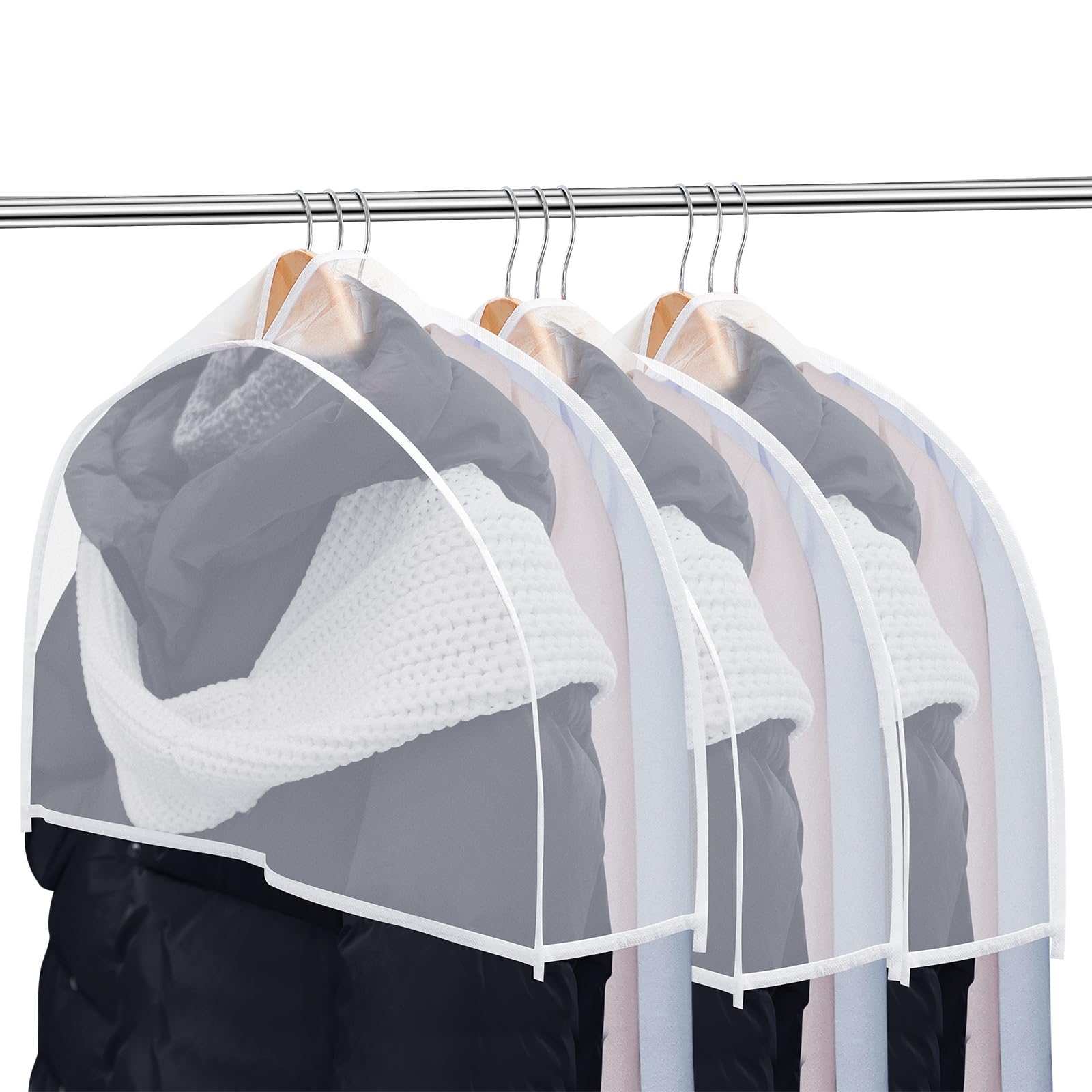 Patelai 8 Pcs 4 Gusseted Plastic Shoulder Covers for Hanging Clothes Coat Covers for Closet Clear Garment Breathable