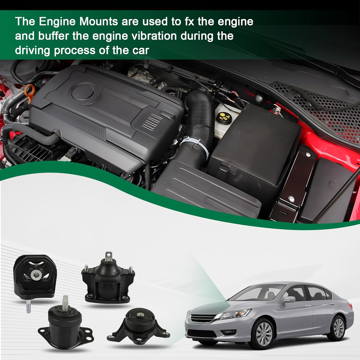 SCITOO Engine Motor Mount and Transmission Mount Kit for Honda Accord 2013-2017 Replace OE A65072 A65054 A65068 A65071