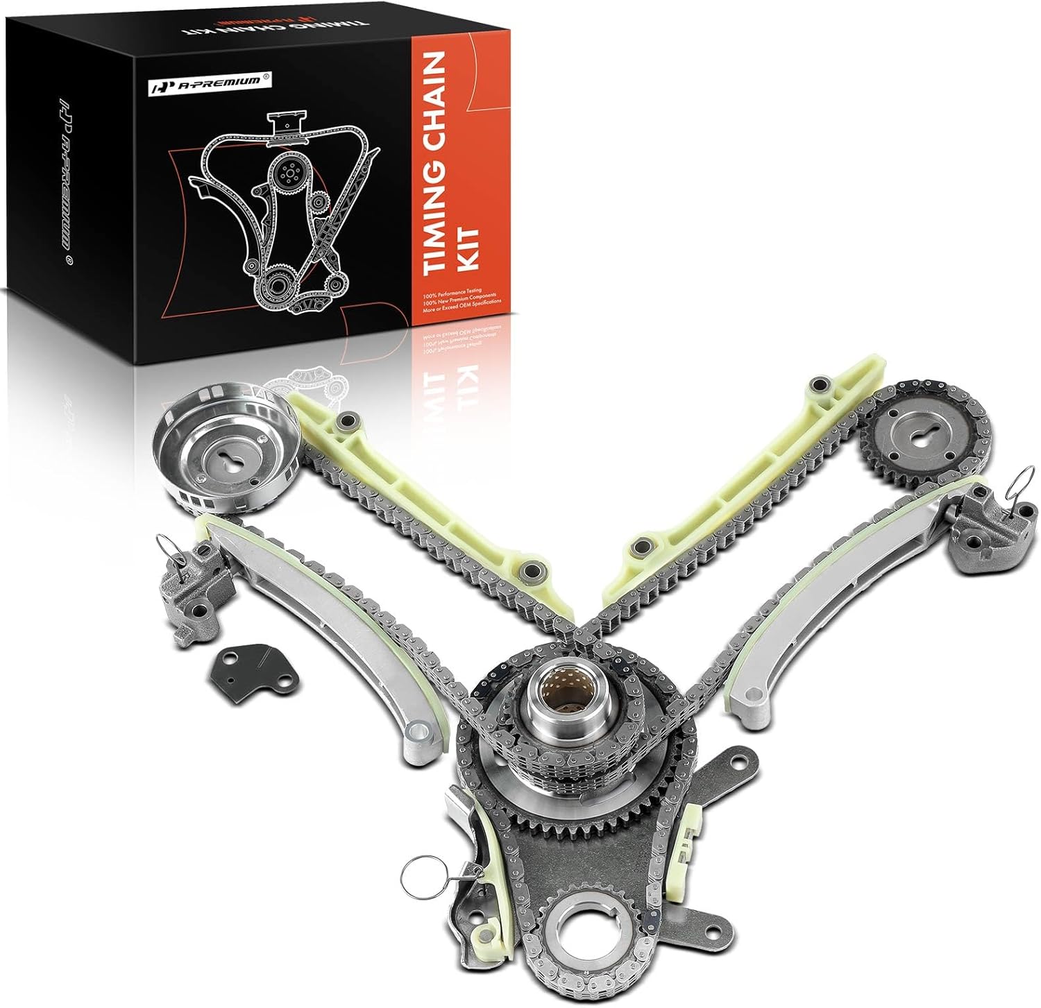 A-Premium 15PCS Engine Timing Chain Kit W/Sprocket & Tensioner & More [fits SOHC, 8Cyl 4.7L] Compatible with Dodge Dakota 2000-2001, Durango 2000-2002, Ram 1500 2002 & Jeep Grand Cherokee 1999-2004