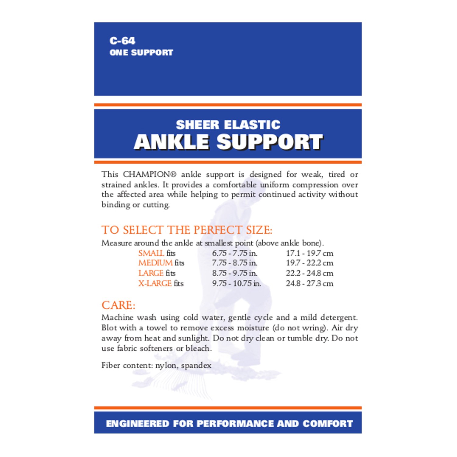 CHAMPION Lightweight Brace Knit Elastic Ankle Support, Beige, X-Large