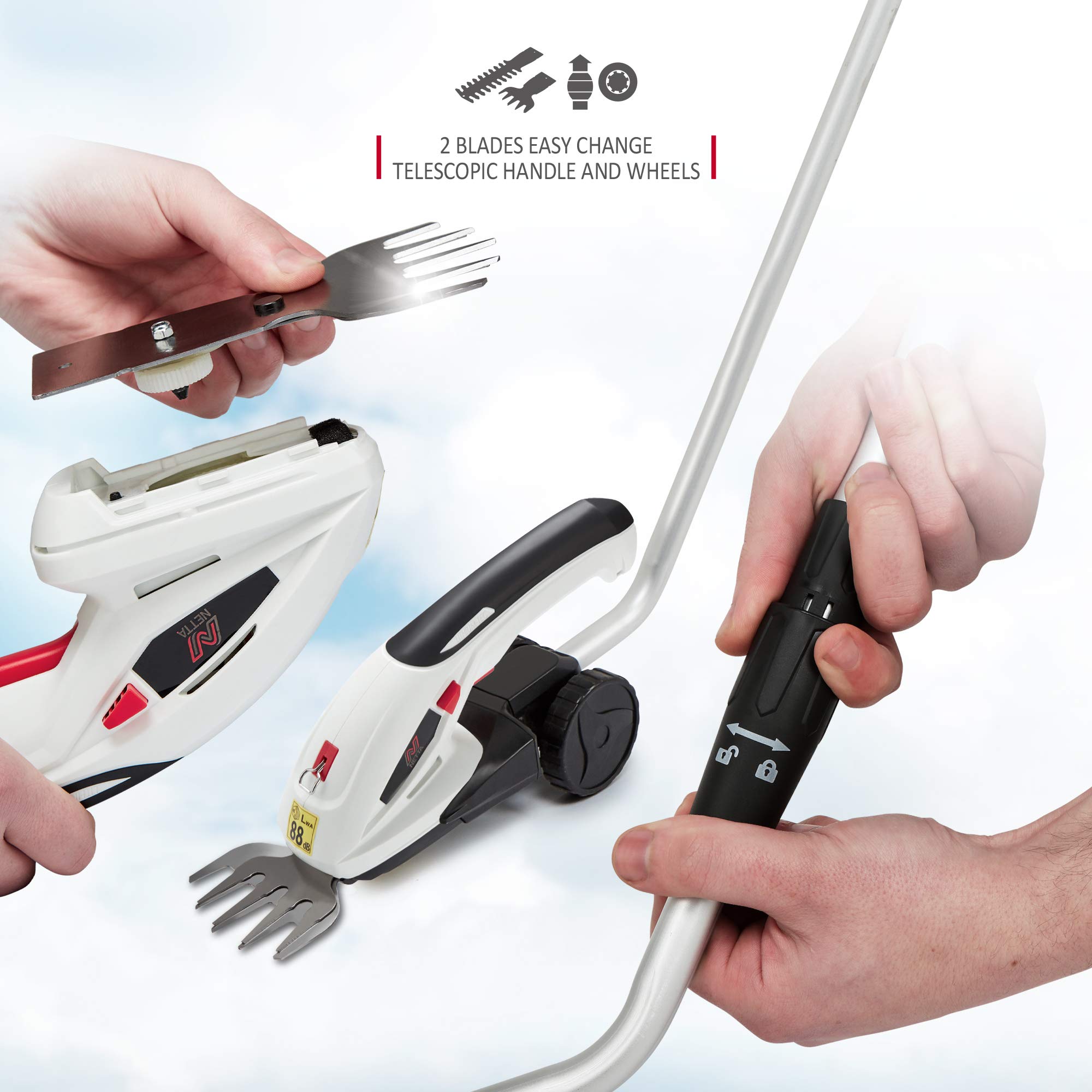 Buy NETTA 7.2V Cordless 2 in 1 LithiumIon Grass and Hedge Trimmer