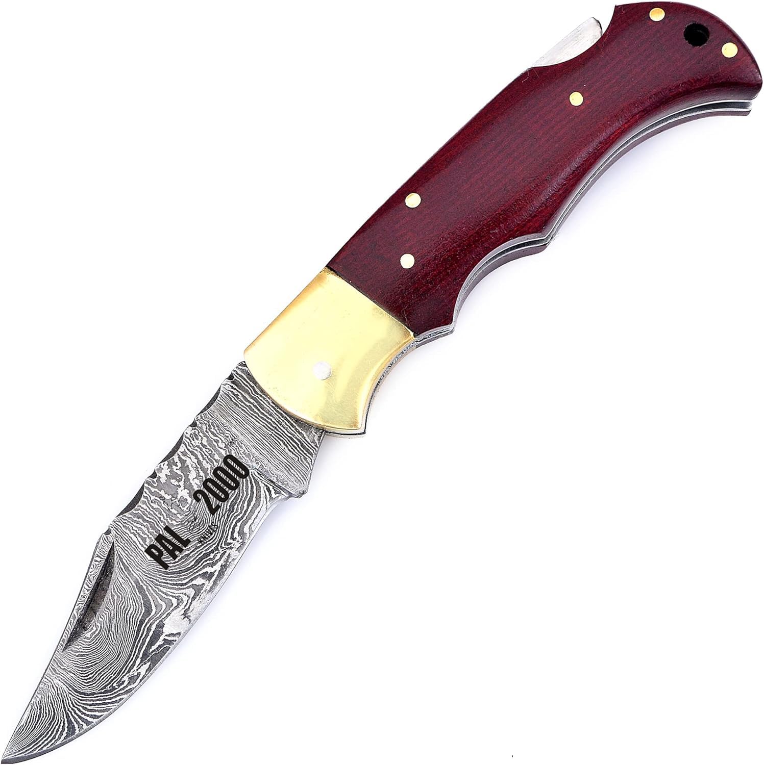 PAL 2000 KNIVES Coltello tascabile pieghevole in acciaio Damasco fatto a mano personalizzato con fodero 4007