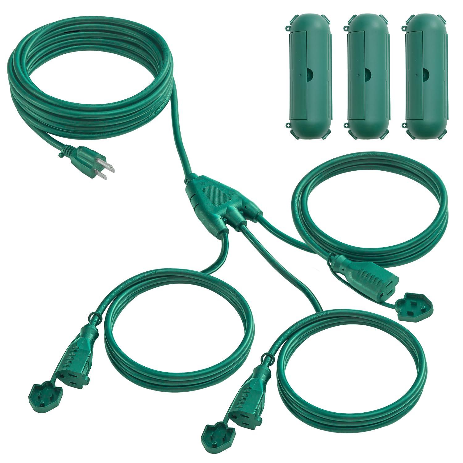 Banord - Cable de extensión divisor de 1 a 3 con longitud combinada de 25 pies (verde)