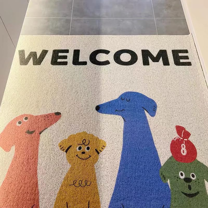 60/80 CM Pvc Dibujos Animados Gato Estera De Bienvenida Interior Divertido Alambre De Fibra De Fibra Felpudo Loop Pila Puerta Estera Fibra De Coco Y Alambre Felpudo Felpudos Trampero De Suciedad
