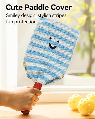 Miniatura 2 de Funda de paleta de pickleball de ganchillo para regalo, funda hecha a mano para mujeres y hombres, bonitos accesorios con bolsa de prensa, lista